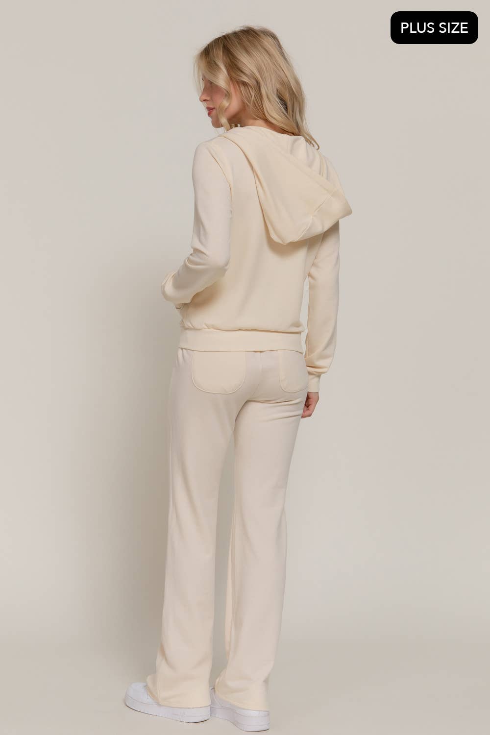 Active Basic | Active USA - Wholesale Lounge Set - Women's - [PLUS SIZE] Long Slv Hoodie Jacket & Pants Sweatsuit Set  1