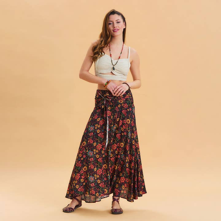 Gipe Waist Tied Floral Authentic Skirt for wholesale by Los Banditos