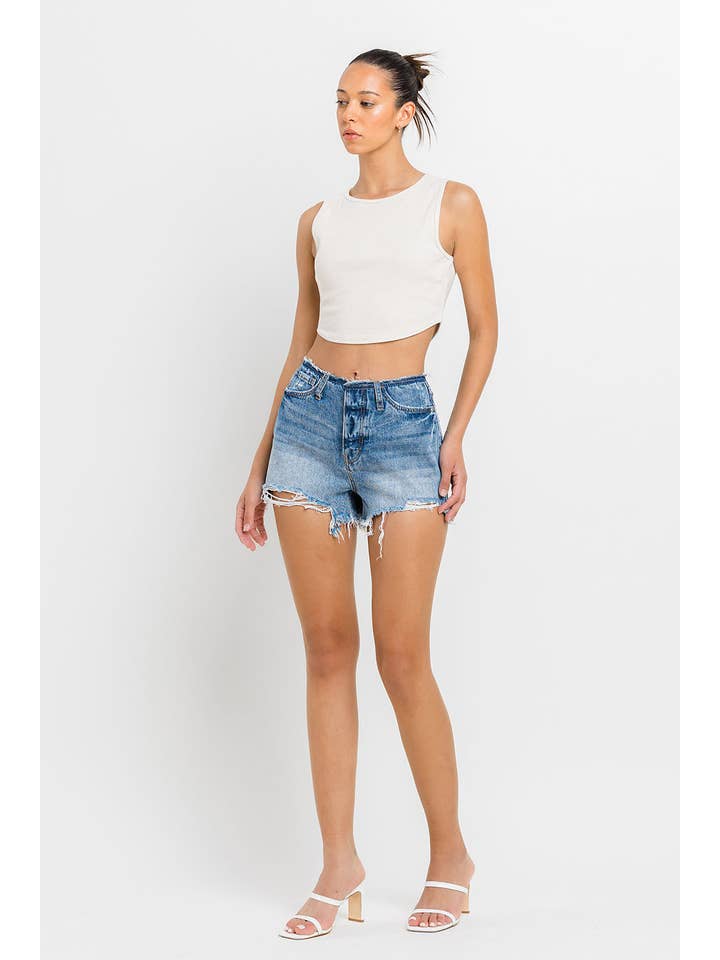 COMFY HIGH RISE BANDELSS DISTRESSED SHORTS BY4382 for wholesale on Faire5