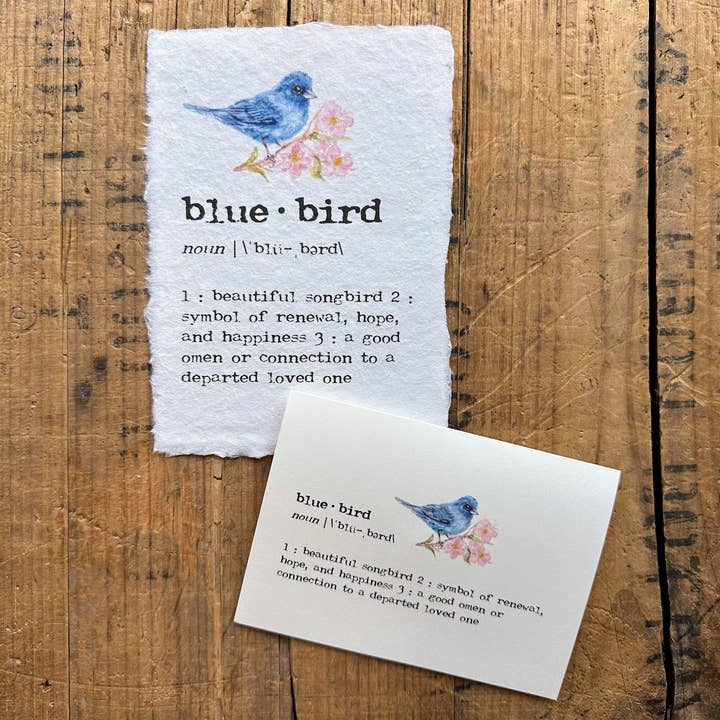 Alison Rose Vintage – wholesale Konsttryck – bluebird definition tryck på handgjort papper