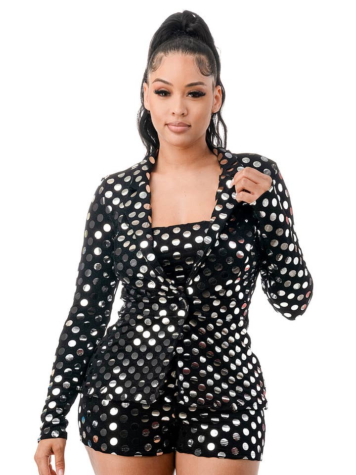 SET4943-POLKA DOT SHINY 3 PCS SET STYLE for wholesale by A3 Design USA