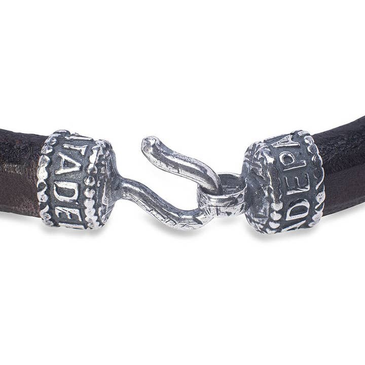 PLATADEPALO - Wholesale Charm/Dangle Bracelet - Leather bracelet with 925 silver pieces, bronze, brown and white zircons2