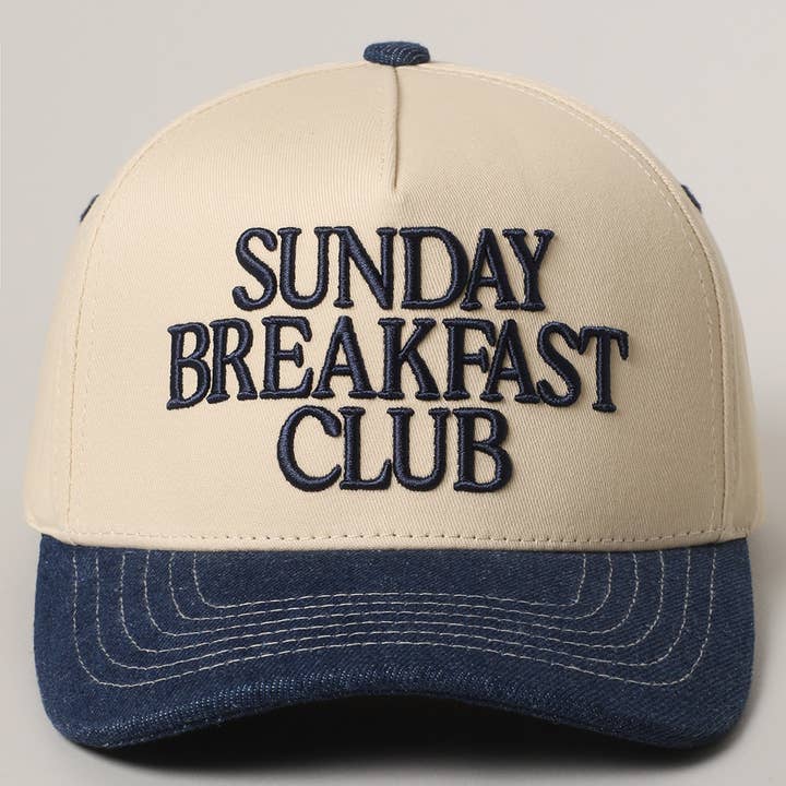 Fashion City - Wholesale Trucker Hat - Unisex - SUNDAY BREAKFAST 3D Letter Embroidered Two-Tone Trucker Hat
