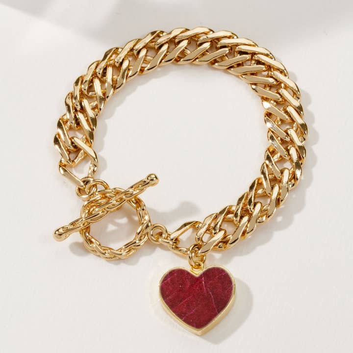 Luna Norte - Wholesale Charm/Dangle Bracelet - Heart of Gold Toggle Charm Bracelet - Ruby