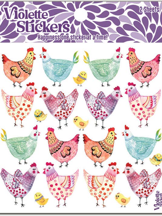 K240 Country Chickens Stickers for wholesale by Violette Stickers