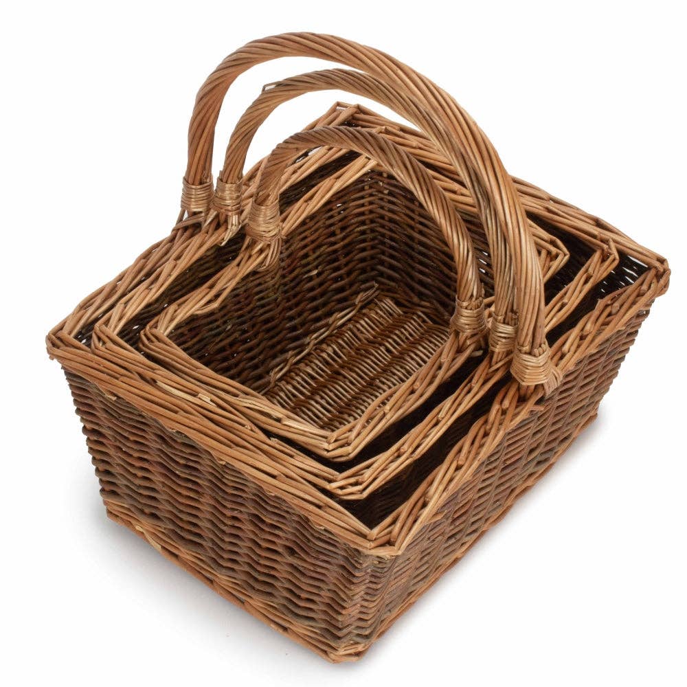 Red Hamper – wholesale Basket – Rectangular Unpeeled Willow Shopping Basket4