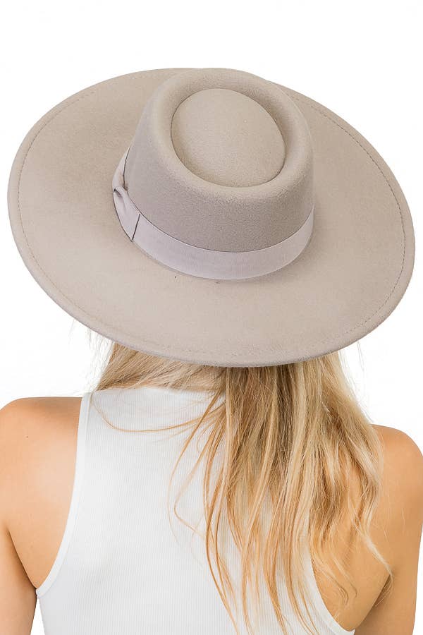 Cap Zone – wholesale Fedora - Dam – Wide Brim Bolero Faux Filt Pork Pie Crown Hat8