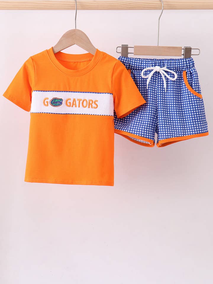 Conjunto de calções franzidos Florida Gators por atacado de Aspen Rain Boutique