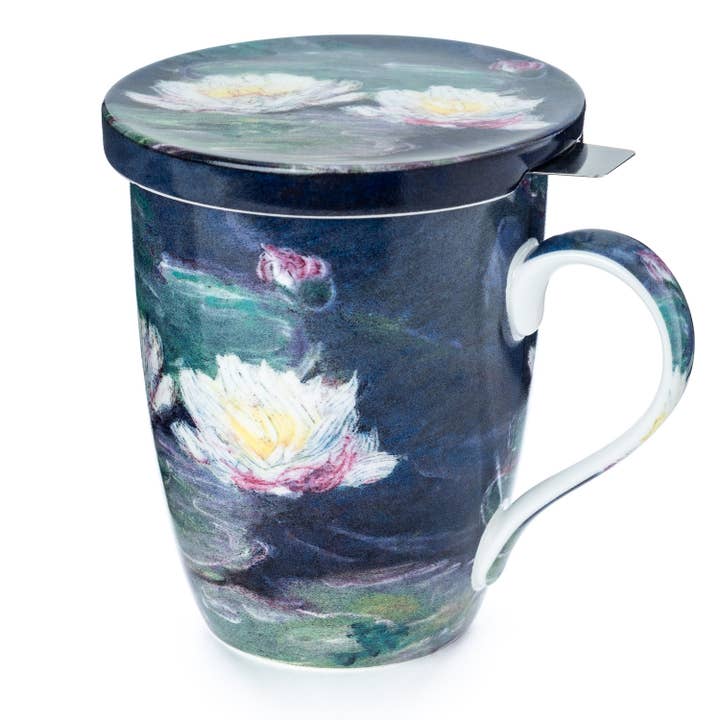 McIntosh Mugs - Vente Tasse à café - Tasse à thé Monet « Water Lilies » avec infuseur et couvercle