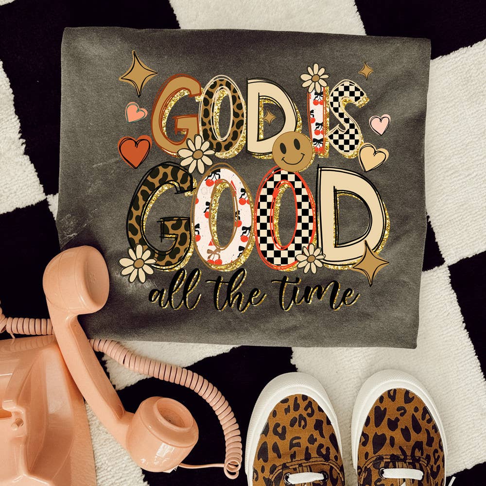 Trendy Transfers - Vendita all'ingrosso Decalcomania a sublimazione - Motivo Dio è buono tutto il tempo Trasferimento termico DTF0