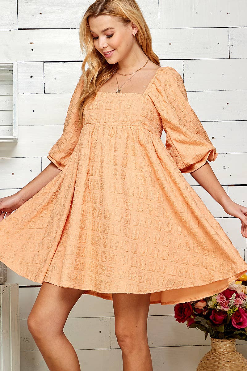 Sweet Lemon – wholesale Dress – Women's – EMBOSSED SQUARE NECK BABYDOLL DRESS6