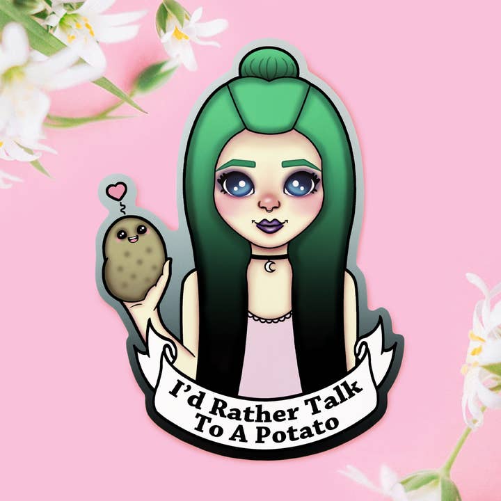 Pegatina Rather Talk To A Potato Cita sarcástica y sarcástica para venta al por mayor de Atomic Lace