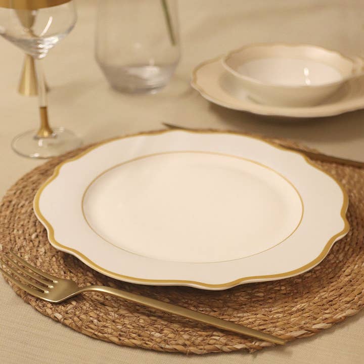 Rozi – wholesale Dinner plate – Jaswely Collection Porcelain Dinner Plates, Set of 6 (White)3