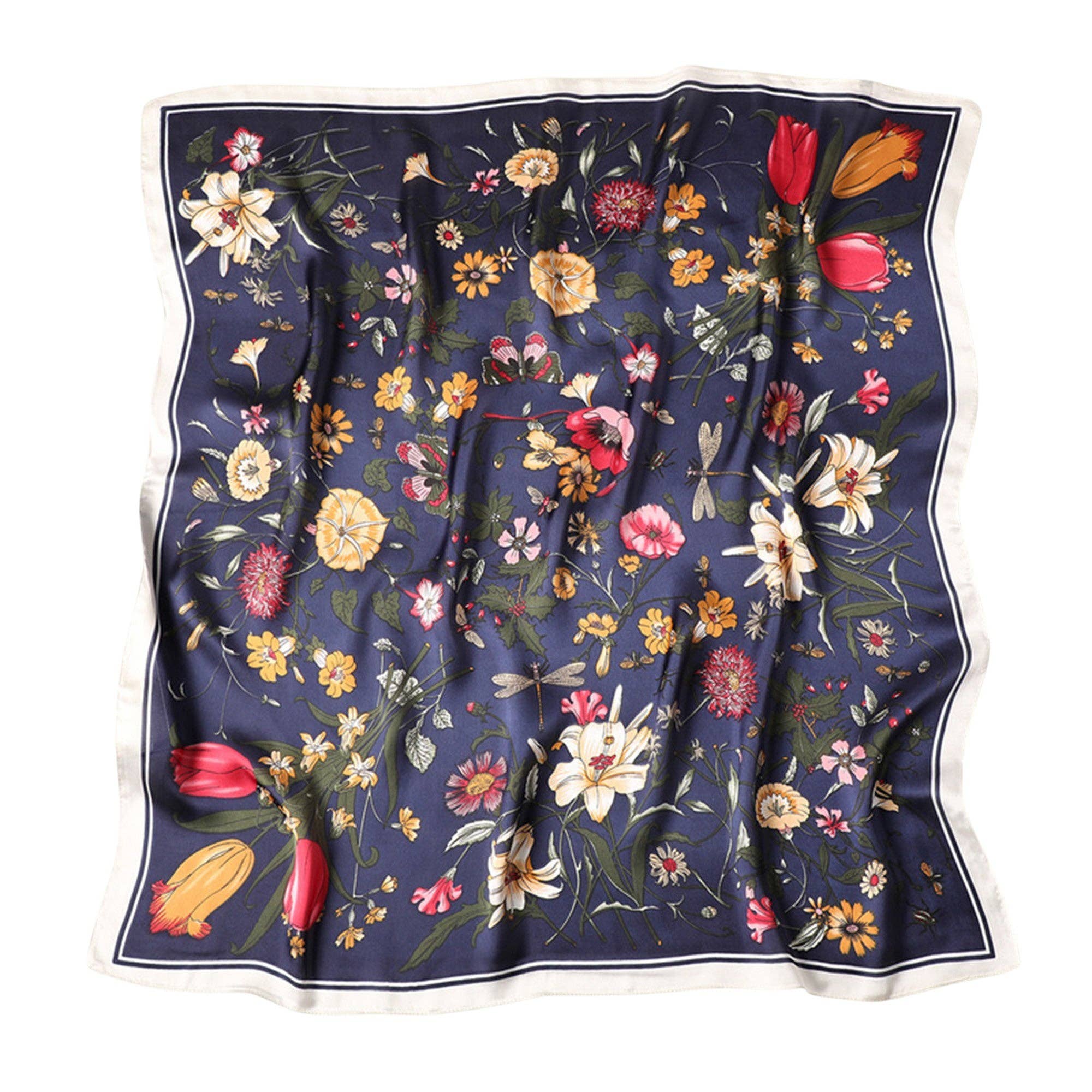 AK Brand – wholesale Scarf – Women&#x27;s – Satin Floral Print Square Scarf with Elegant Vintage Inspire0