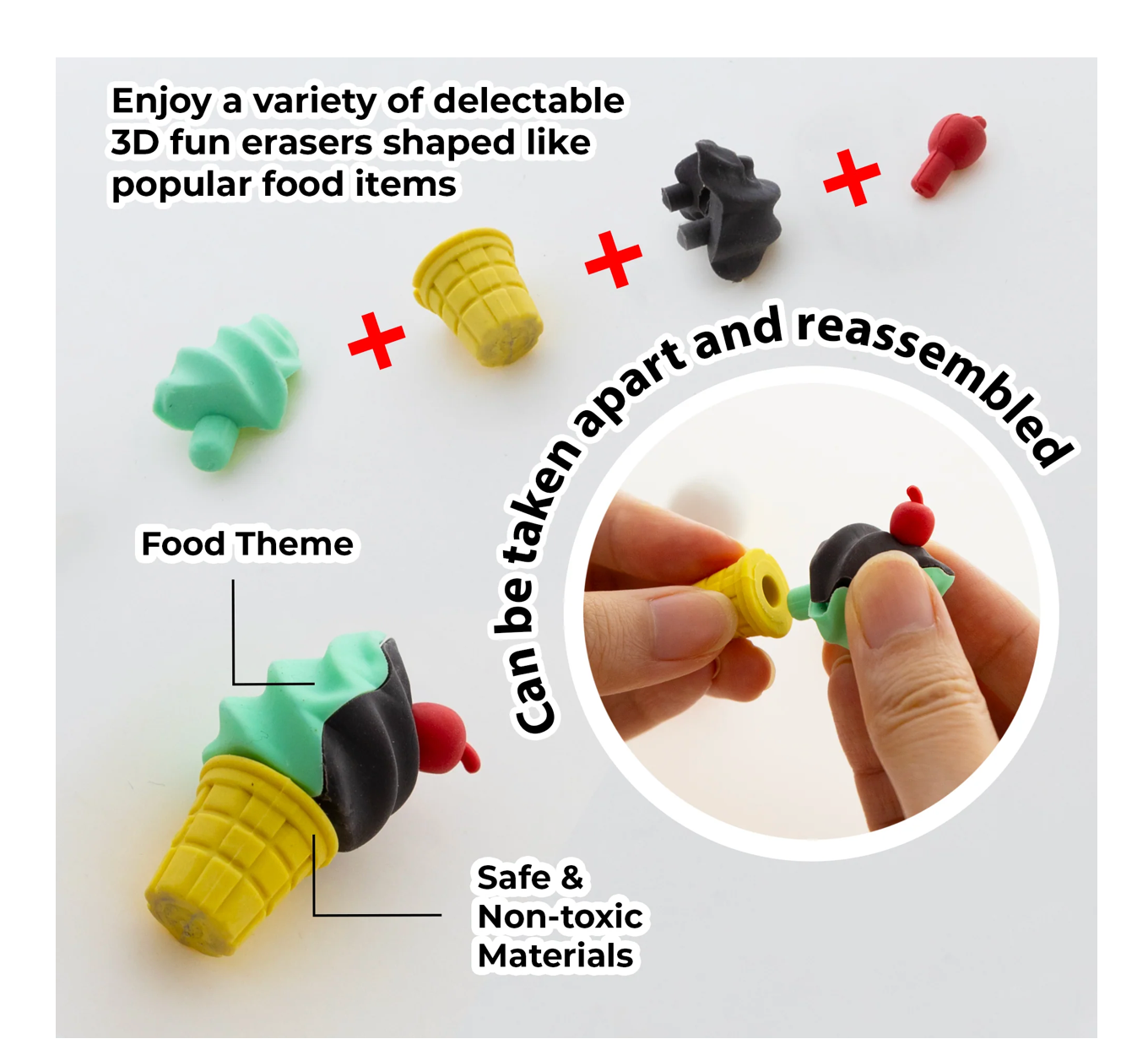 Luna Office Supply -  Everyday Essential - Wholesale Eraser - Snack Shop 3D Eraser Sets1