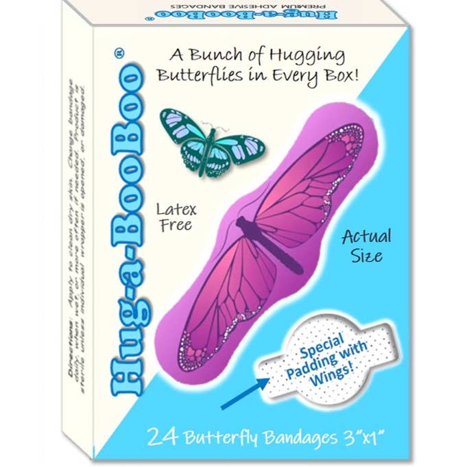 Hug-a-BooBoo – wholesale Plasters/bandages – Kids & Baby – "Butterfly Hugs" Fun Pretty Novelty Bandages, Gift Idea 24ct