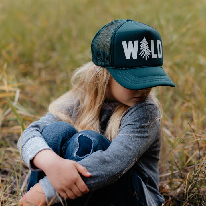 Made of Mountains - Wholesale Kids Hat - Kids - Kid WILD Tree Trucker Hat: Dark Green