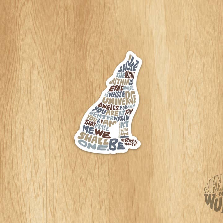 Hand-Lettered Inspirational Howling Wolf Sticker for wholesale by Wander On Words