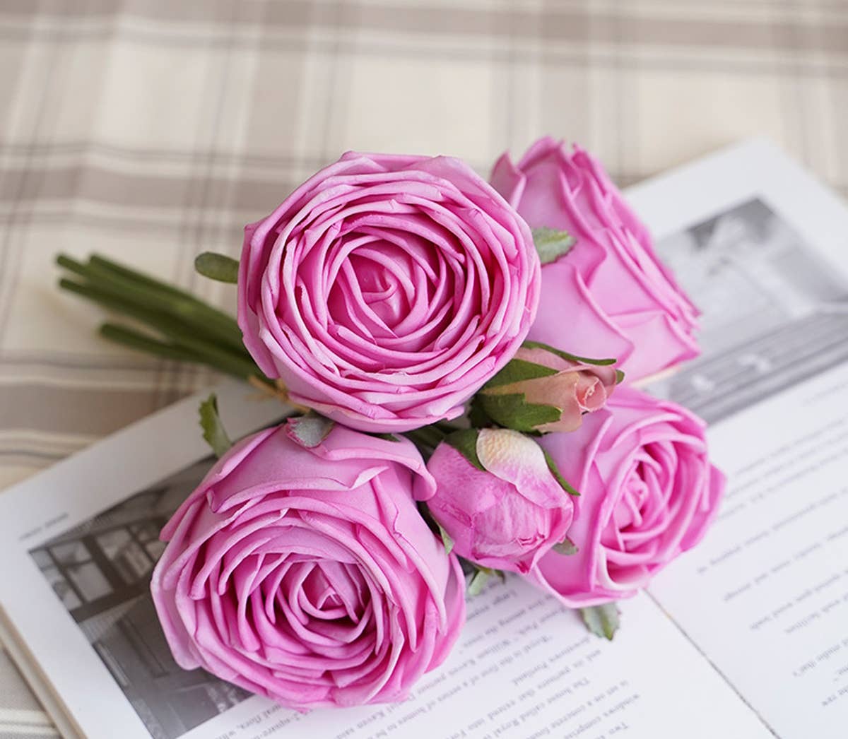 Angel Isabella - Wholesale Artificial Flowers - 6-stem bundle-Real Touch rose bouquet3