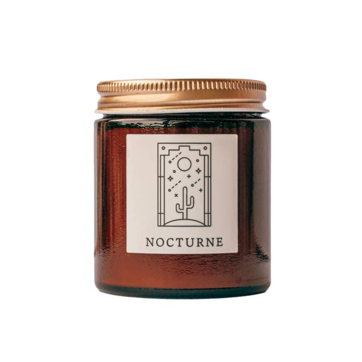 Nocturne 3.4oz Small Fine Fragrance Amber Jar Candle for wholesale by Herland Home