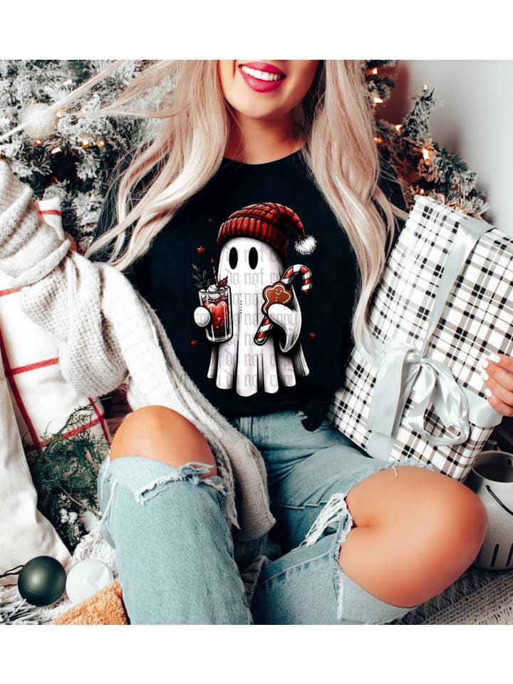 Better In Black Co - Wholesale Screen Printed T-Shirt - Women's - Spooky Boo - Christmas Tee - Christmas Shirt - Ghost - Spook