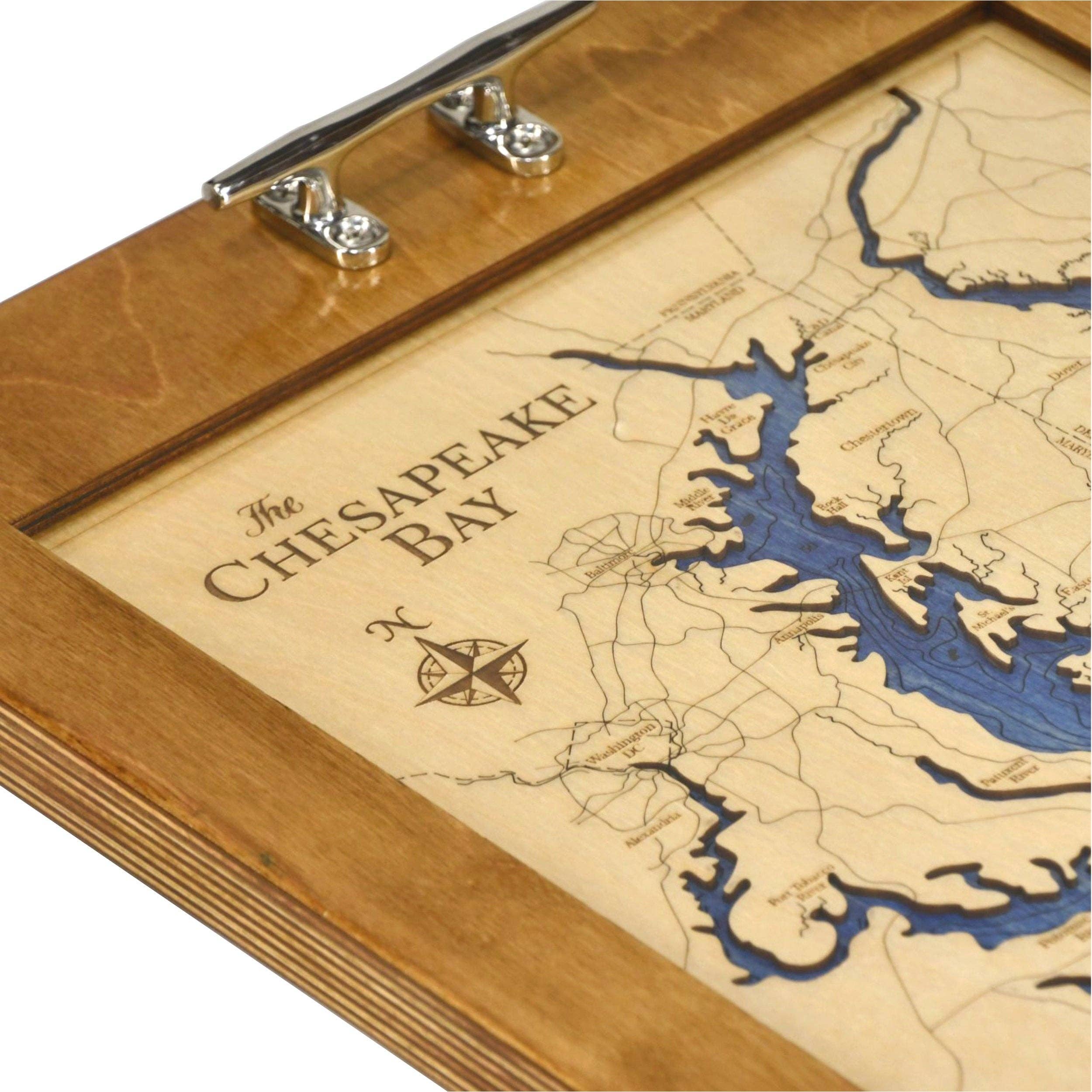 Sea & Soul Nautical Chart Art – Großhandel Serviertabletts – Chesapeake Bay 3D Seekarte Wandkunst & Serviertablett3