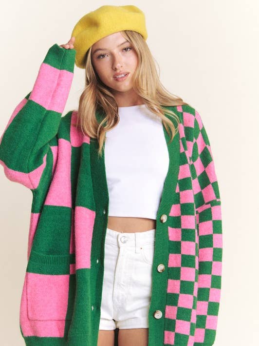 LANGÆRMET TERNET OVERSIZE CARDIGAN MED KNAP for engroshandel hos JADE BY JANE