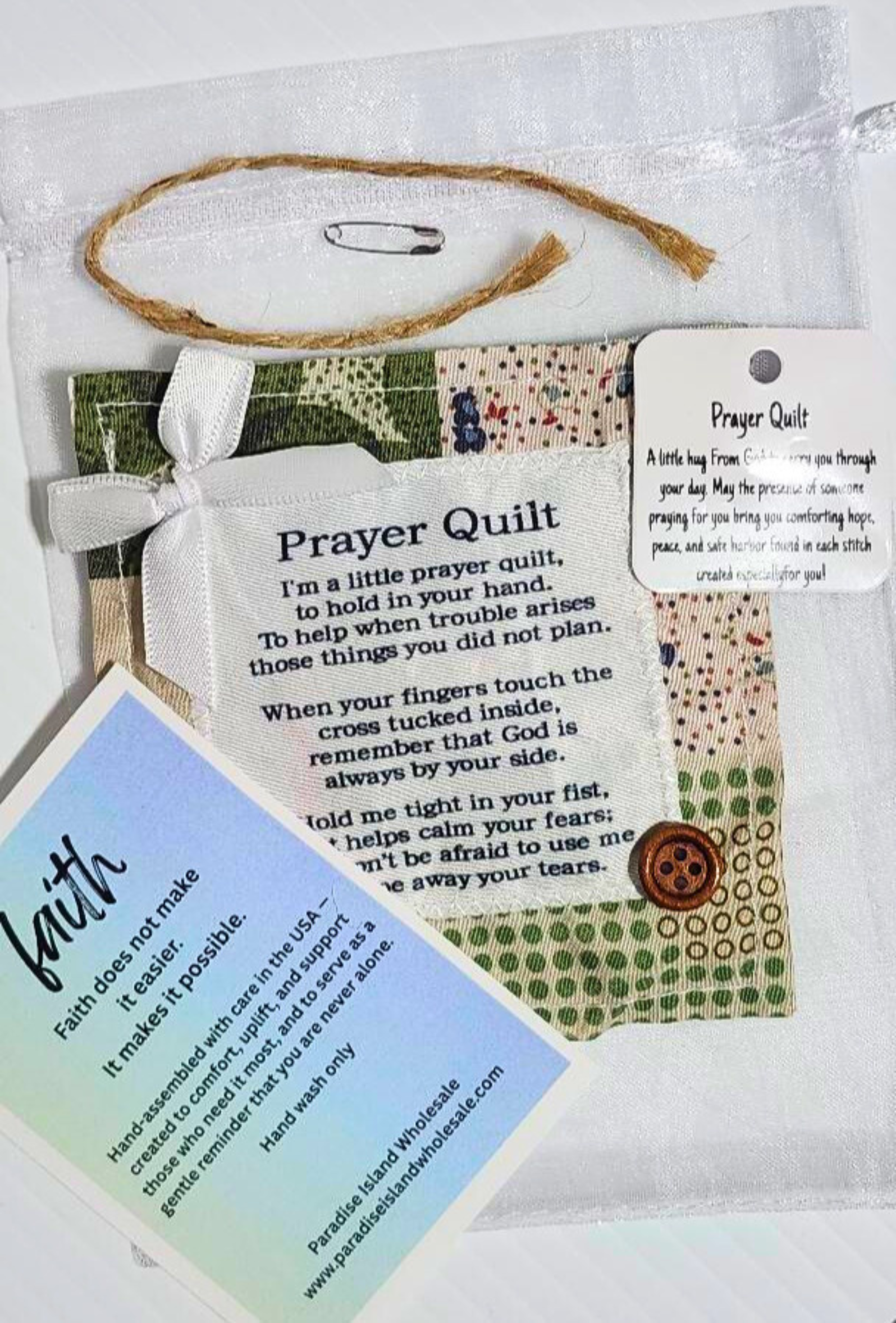 Paradise Island Gold and Silver - Wholesale Keepsake Coin/Token - Multicolor Mini Prayer Quilt – Premium Angel Charm Gift8