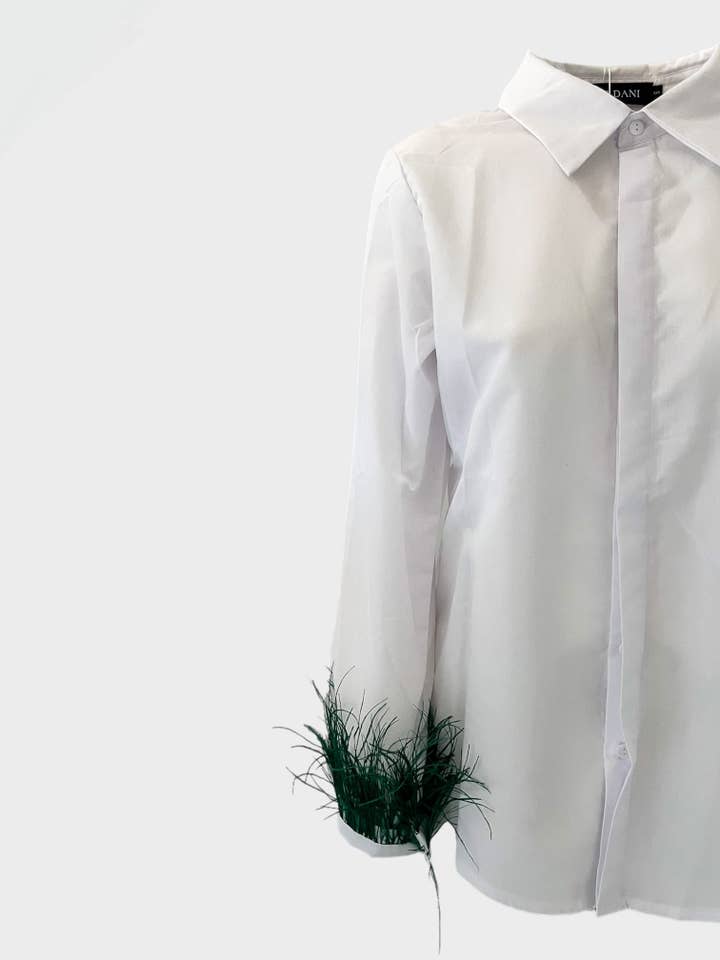 lucas giordani - Vendita all'ingrosso Camicia button down - Donna - Camicia Glamour Con Piume – Design Essenziale E Polsini Bordati