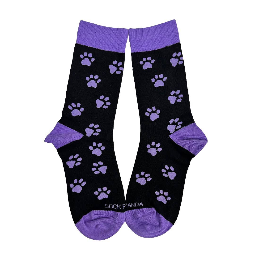 Sock Panda - Wholesale Socks - Women's - Purple Paw Print Dog Lover Socks from the Sock Panda4