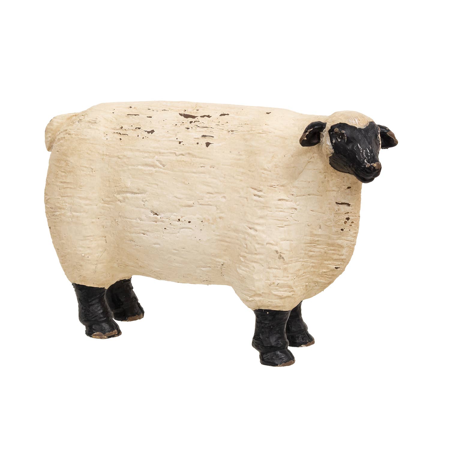 The Hearthside Collection - Wholesale Decorative Tabletop Object - Distressed Carved Look Primitive Resin Sheep