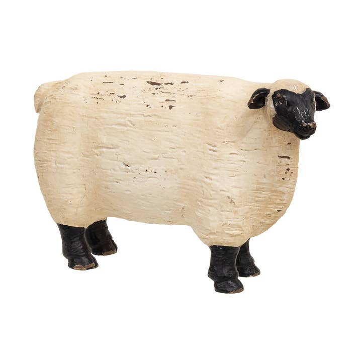 The Hearthside Collection - Wholesale Decorative Tabletop Object - Distressed Carved Look Primitive Resin Sheep0