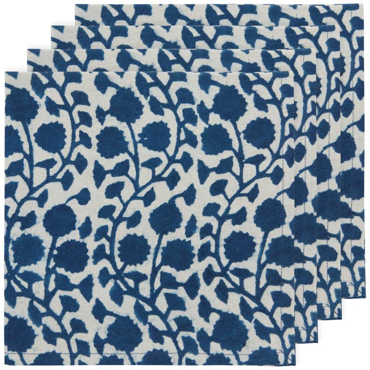 Vinebloom Block Print Napkins Set of 4 for wholesale by Danica Heirloom