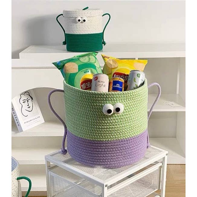 INSPECIAL HOME - Wholesale Laundry Basket - Handwoven Whimsical Big Eyes Laundry Storage Basket Bag 7