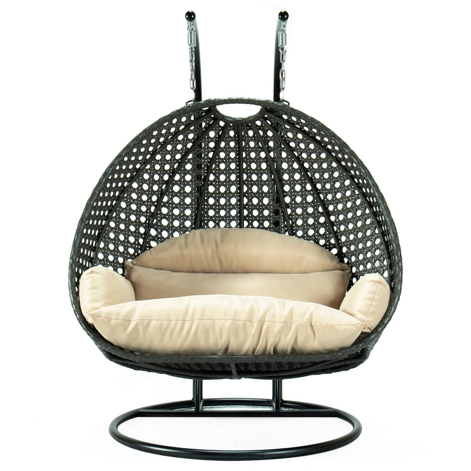 LeisureMod - Wholesale Egg Chair - Modern Charcoal Wicker Hanging Double Seater Egg Swing Chair1