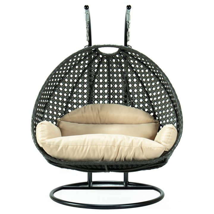 LeisureMod - Wholesale Egg Chair - Modern Charcoal Wicker Hanging Double Seater Egg Swing Chair1