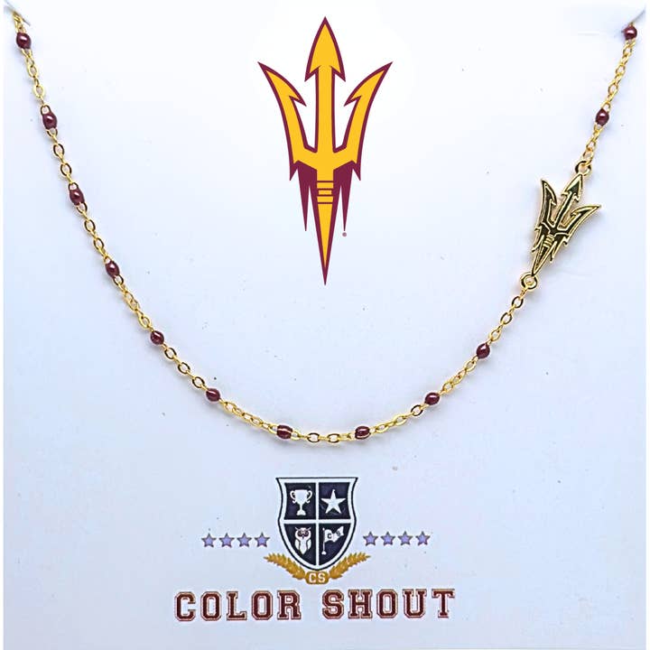The College Logo Necklace: Side Set Logo on Enamel Bead Necklace for wholesale by Color Shout