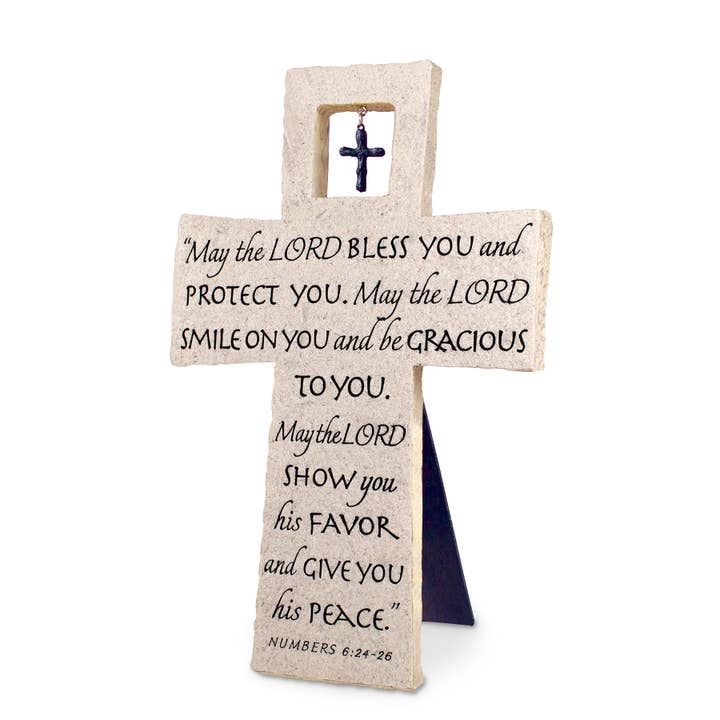 Dicksons - Wholesale Decorative Tabletop Object - LCP Bless You Decorative Cast Stone Cross