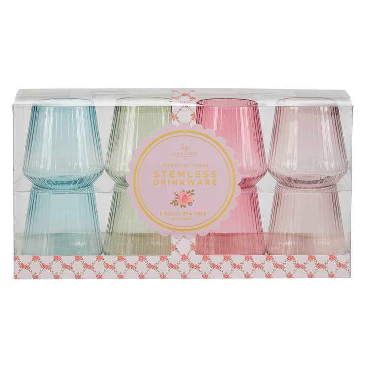 Luxe Party - Wholesale Drinking Glass/Cup - Upscale RIBBED Assorted 12 Oz. Plastic Goblets | 8 Cups0