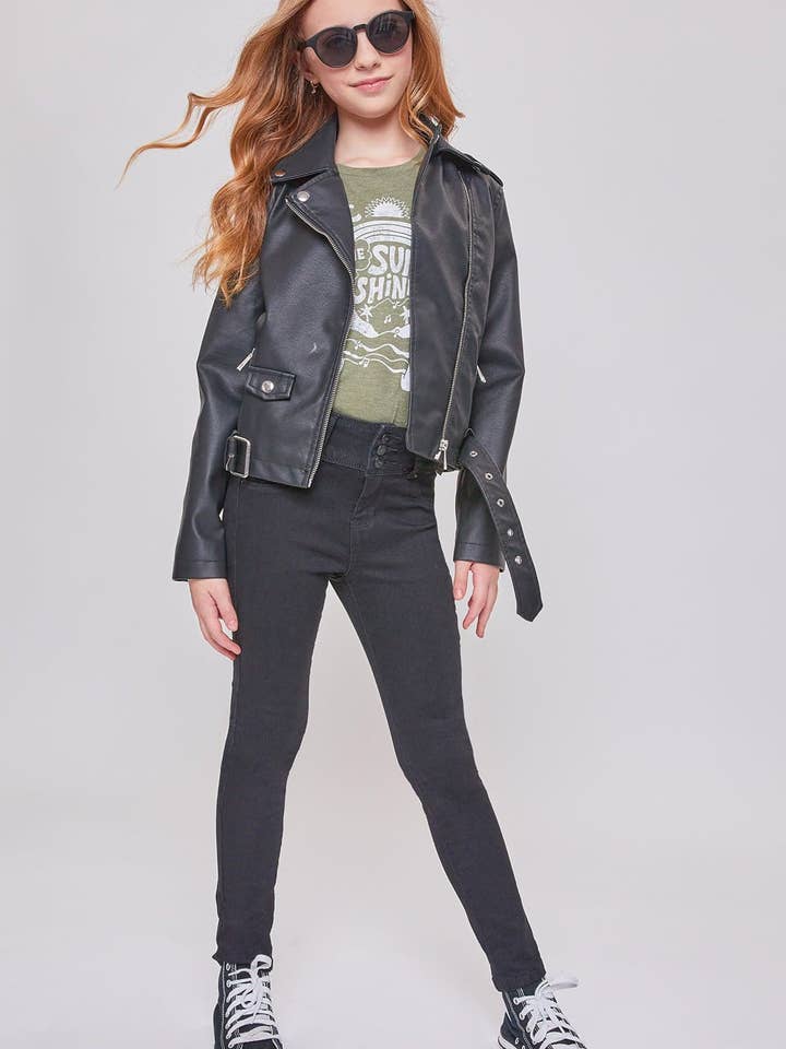 Girls 3 Button Essential Skinny Jeans Front Pockets-GP17724 for wholesale by YMI