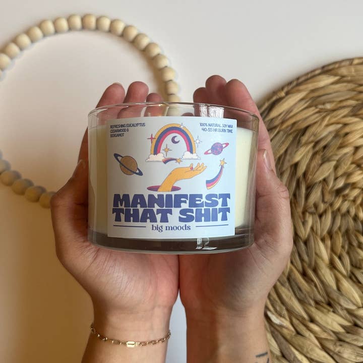 Big Moods - Wholesale Jar/Filled Candle - "Manifest That Shit" 3-Wick Luxury Soy Candle - 14oz1
