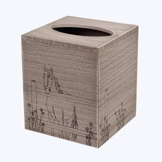 Wood Horse Tissue Box Country for wholesale by Young's