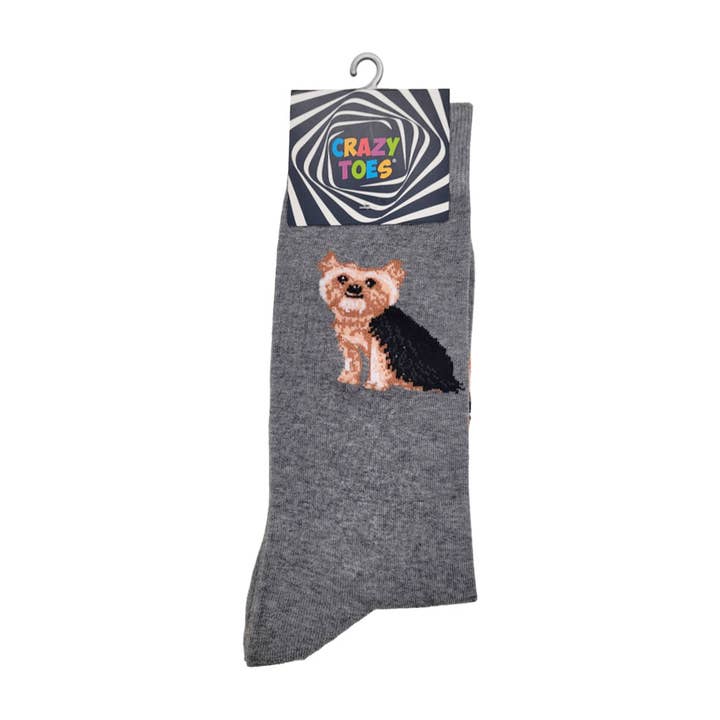 Grey Men's Crazy Toes Yorki Design Socks for wholesale on Faire0