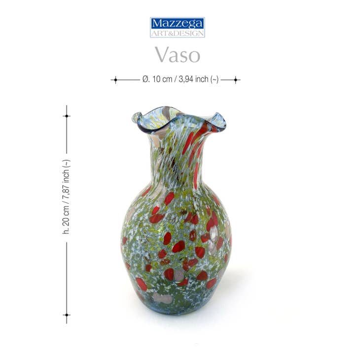 Mazzega Art & Design – wholesale Vas – Murano-glasvas, blåst och handarbetad, linje "I Colori di Murano" h. cm. 20 - Tillverkad i Murano. Kod 02