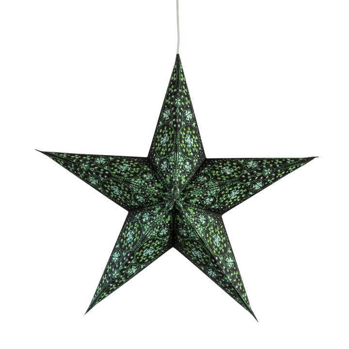 Artschatz LLC - Wholesale Paper lantern/lamp - Cathedral 5 Pointer 15" black/green Paper Star Lantern Light7