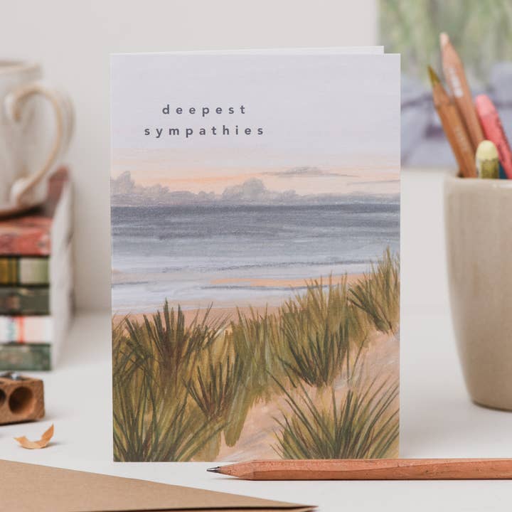 Formby Beach Deepest Sympathies Card for wholesale by Joy Jen Studio