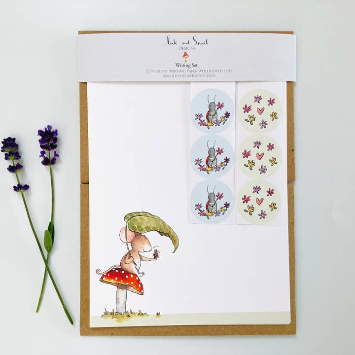 Ink and Snail Limited - Wholesale Stationery/Notecard Set - Writing Set - Mouse on Toadstool