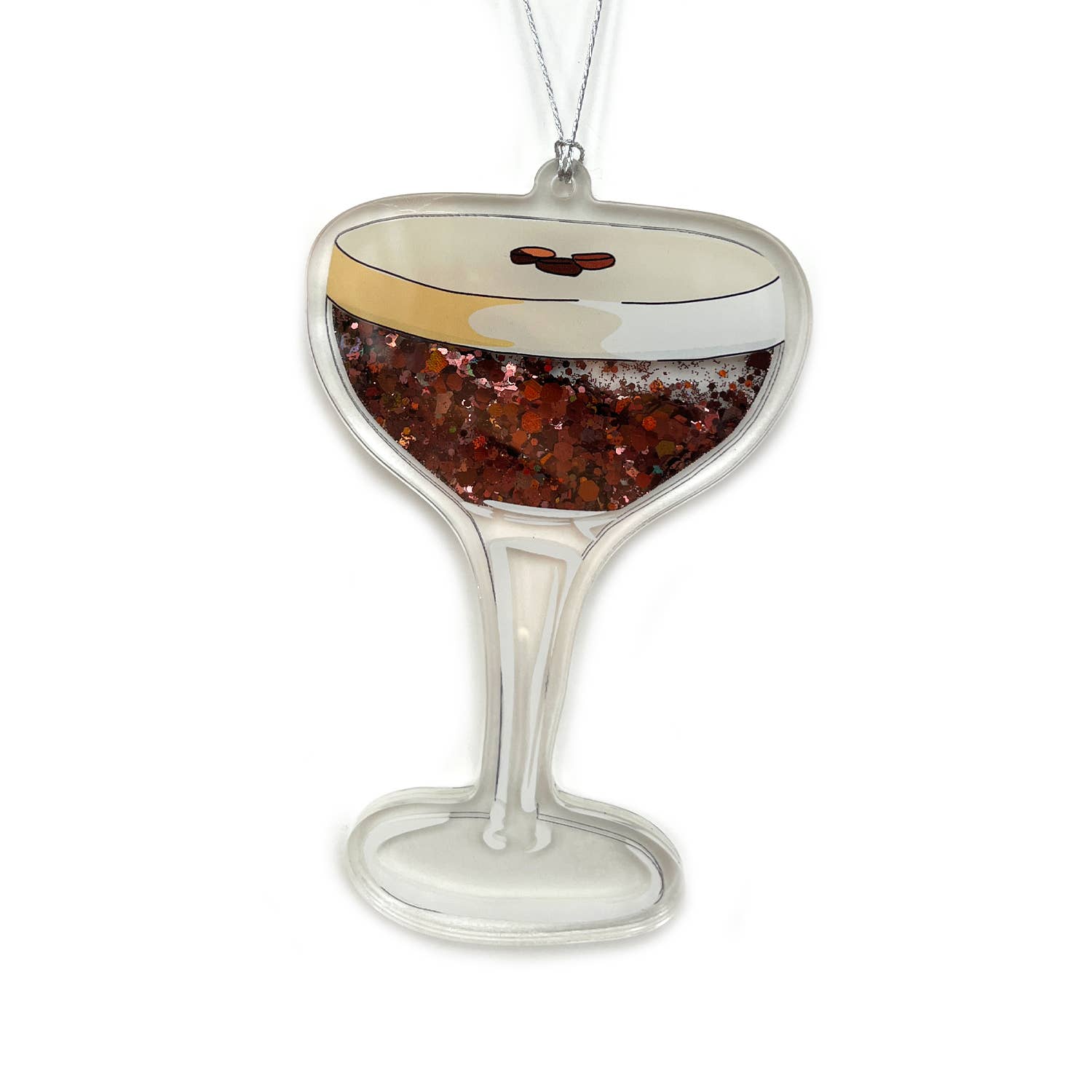 Drawn Goods - Wholesale Ornament - Espresso Martini sparkle glitter shaker Christmas ornament0
