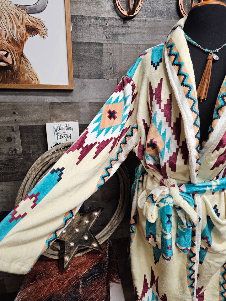 BAHA RANCH WESTERN WEAR - Wholesale Robe - Women's - Taos Aztec Women's Bath Robe3