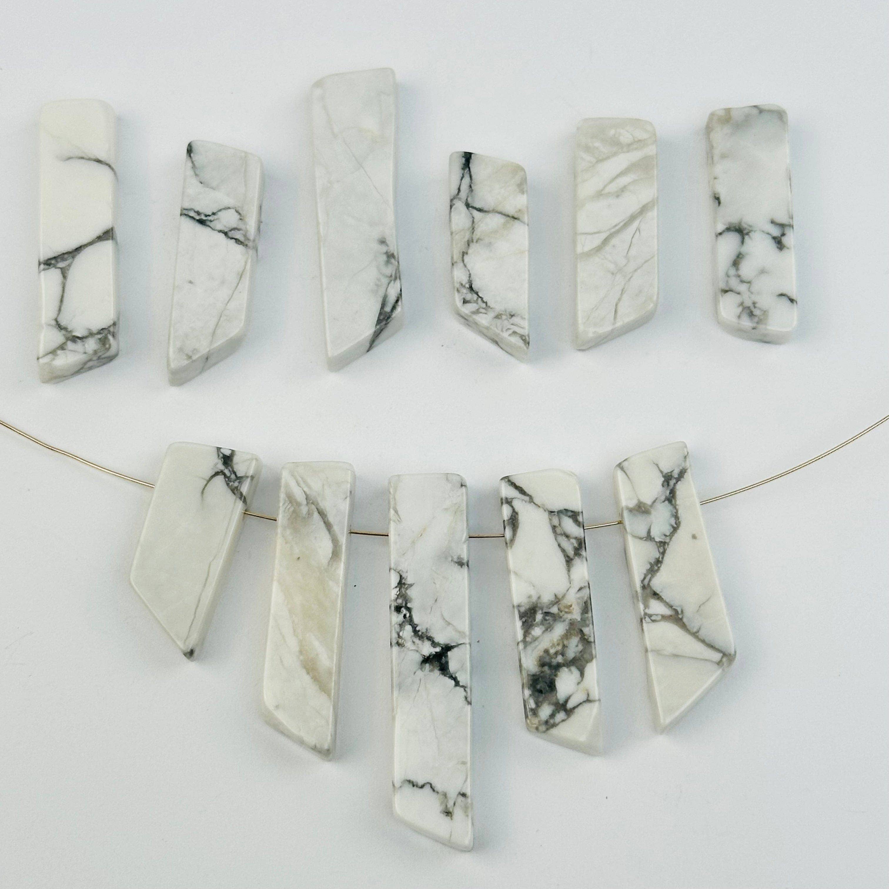 Rock Paradise - Wholesale Beads - 5pcs Crystal White Howlite Polished Long Beads1